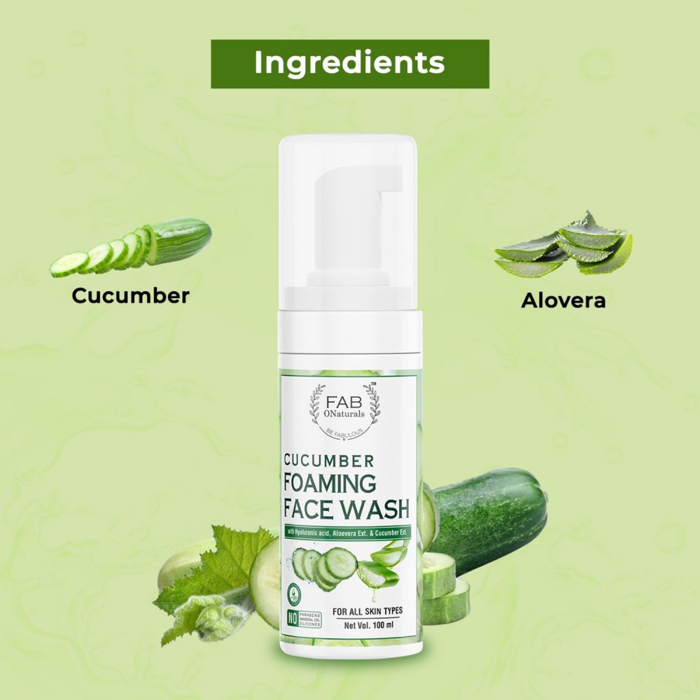 Cucumber & Aloe Vera Foaming Natural Face Wash for Dry & Oily Skin (all types skin)