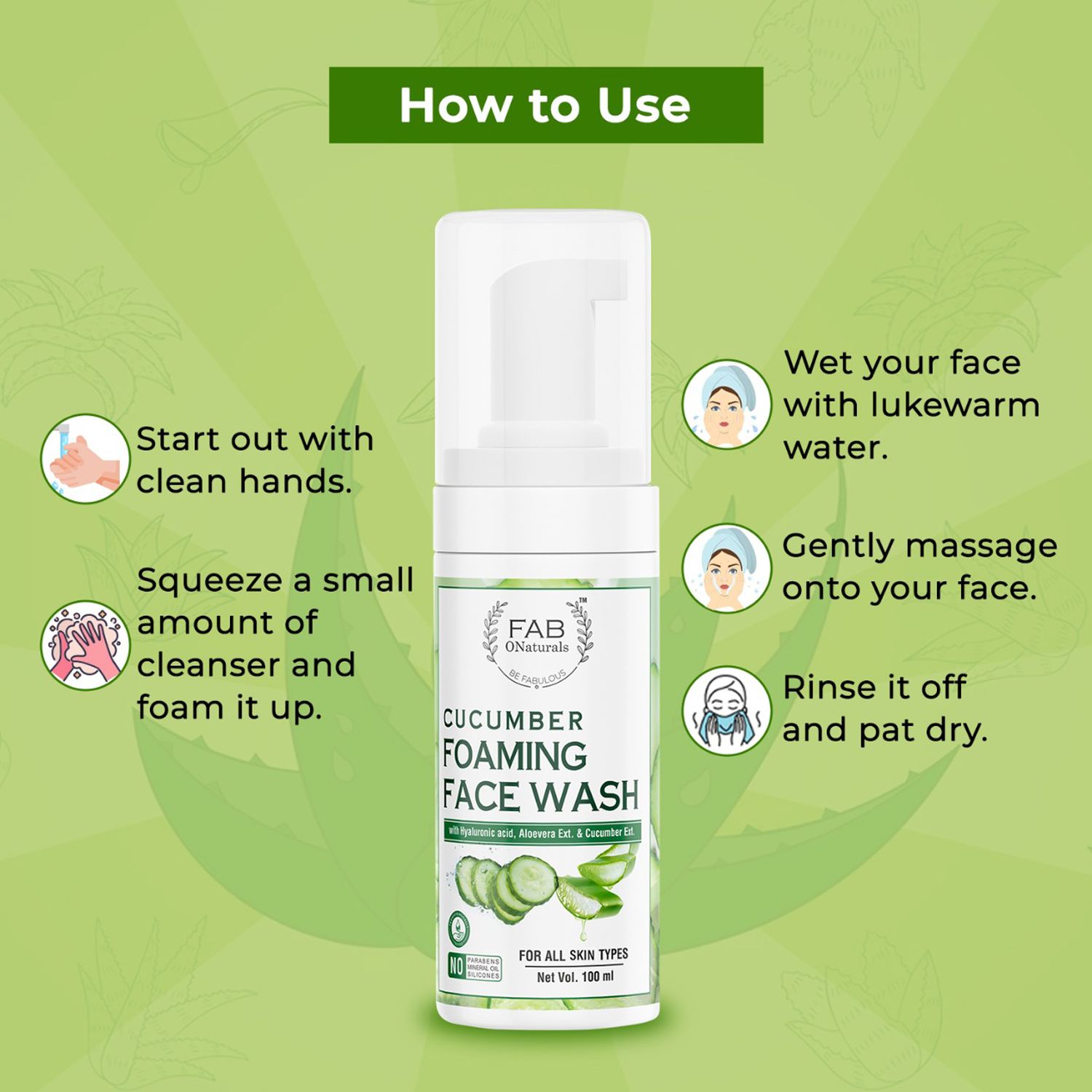 Cucumber & Aloe Vera Foaming Natural Face Wash for Dry & Oily Skin (all types skin)