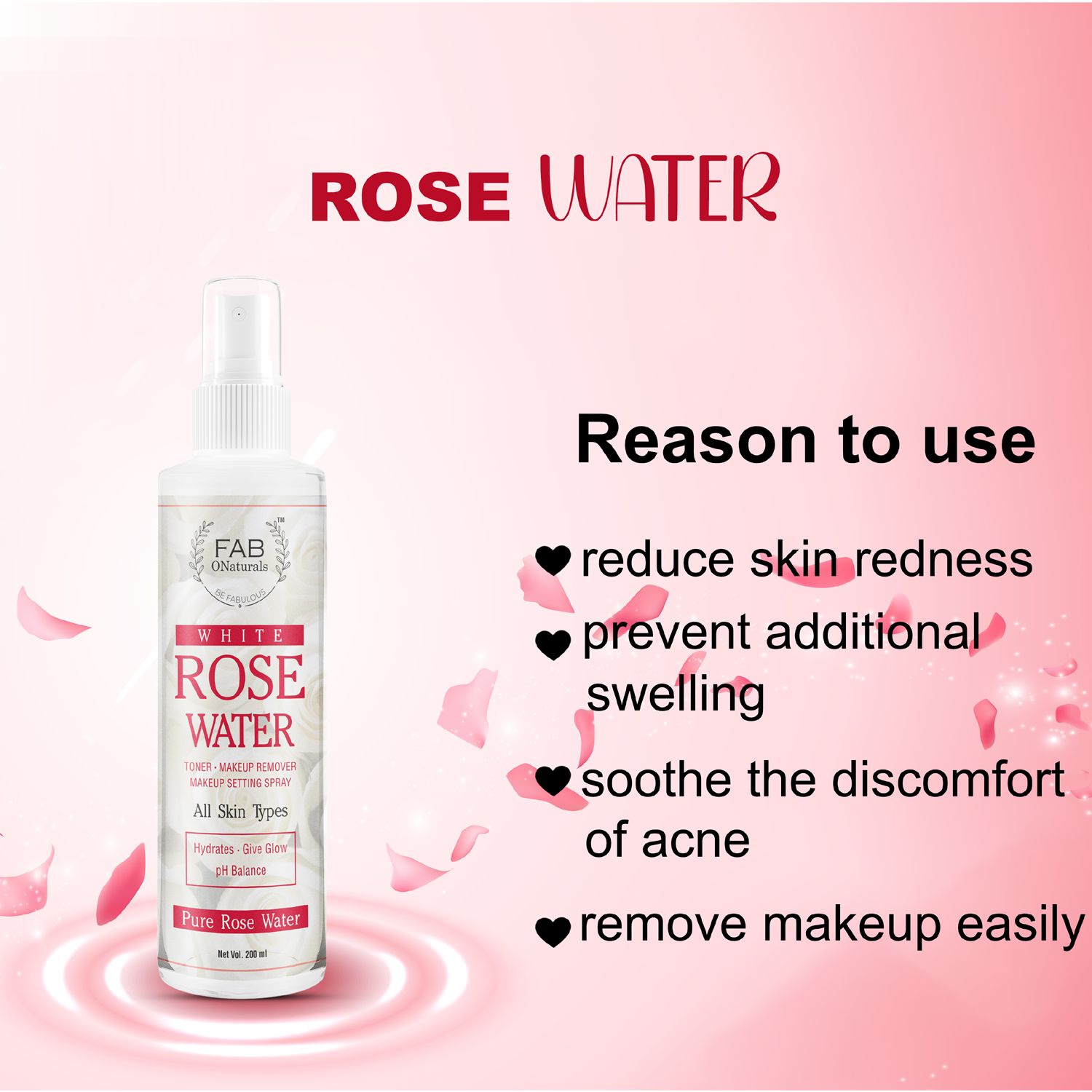 White Rose Water Spray for Face & All Skin Types